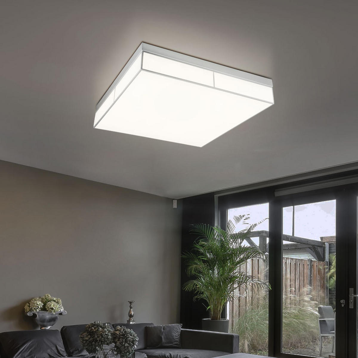 LED DECKENLEUCHTE AHAGGAR Weiß Metall - Weiß, Metall (60/60/12cm) - Globo Lighting