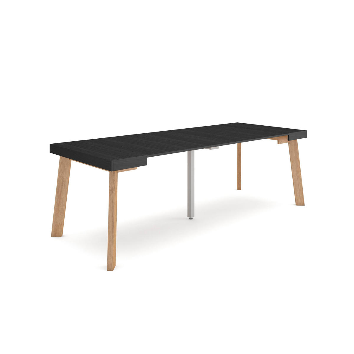 KONSOLENTISCH ausziehbar 58 bis 222cm, für 10 Gäste, schwarz, 90/58/73cm - Schwarz, Holzwerkstoff (90/222/73cm) - Skraut Home