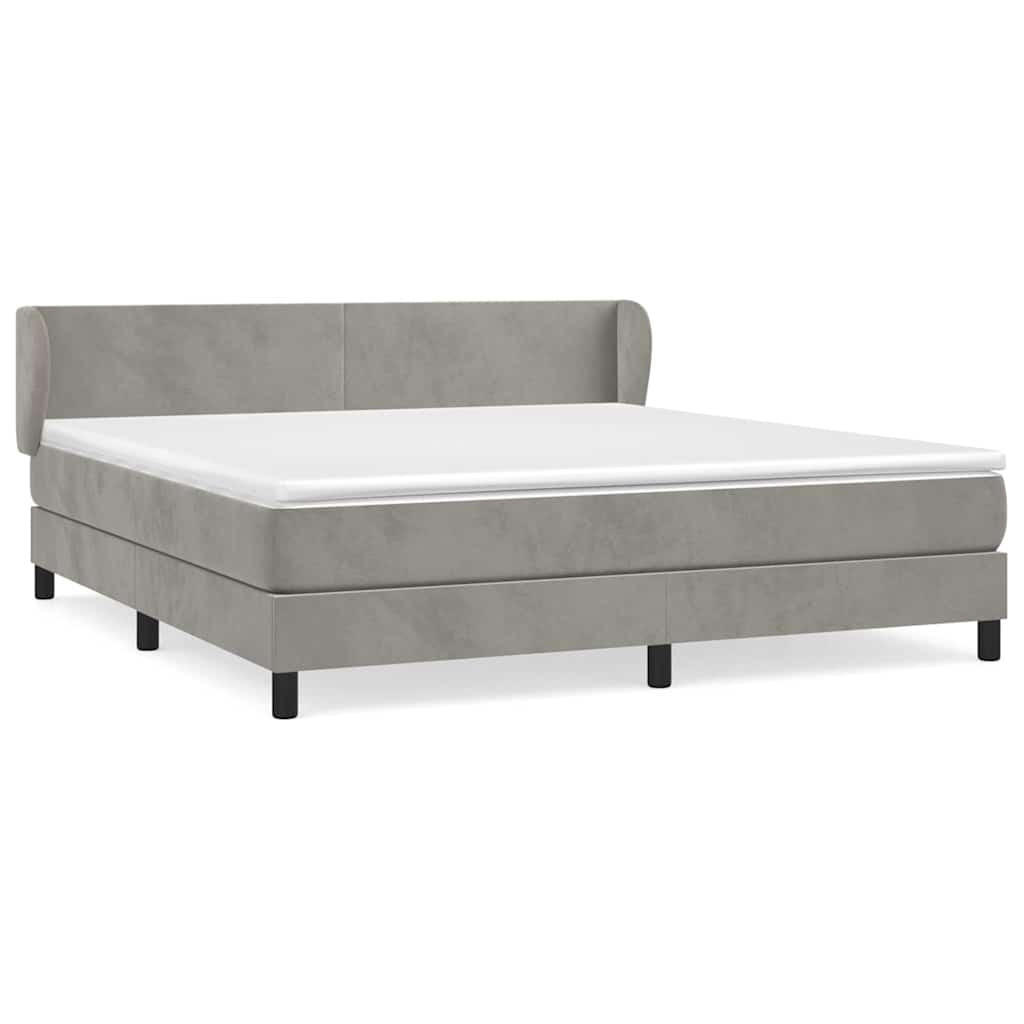 BOXSPRINGBETT 180/200 Cm Grau Samt - Hellgrau, Textil (183/203cm) - vidaXL