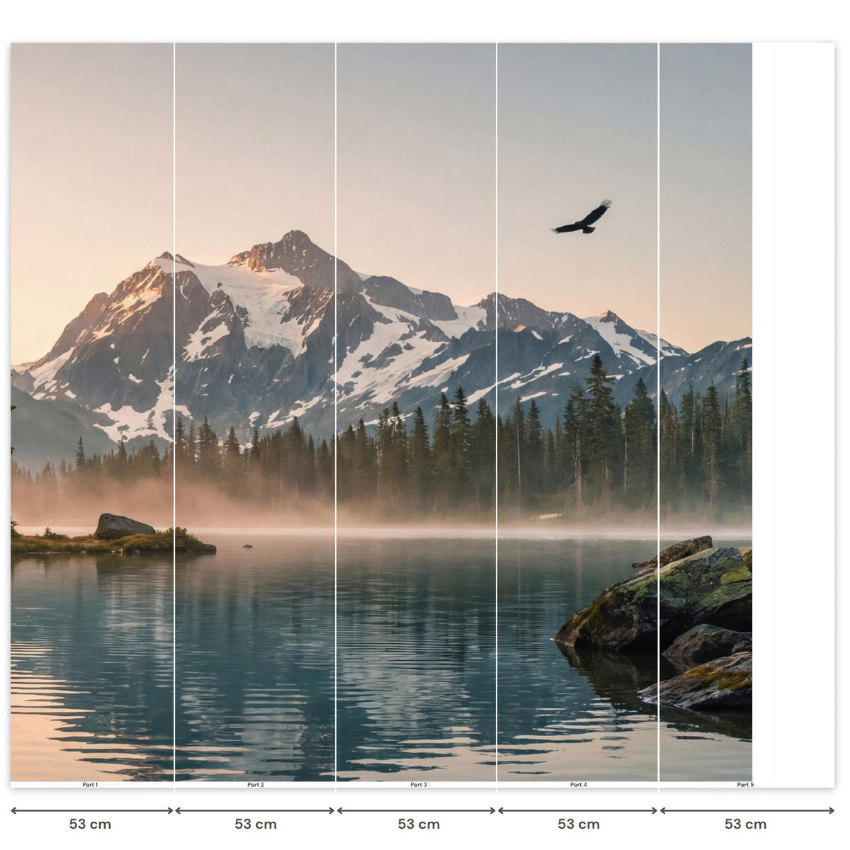 TAPETE - Berge - Wasser - Bäume - 220x240 cm - Multicolor, Papier (220/240cm) - OnlyWow