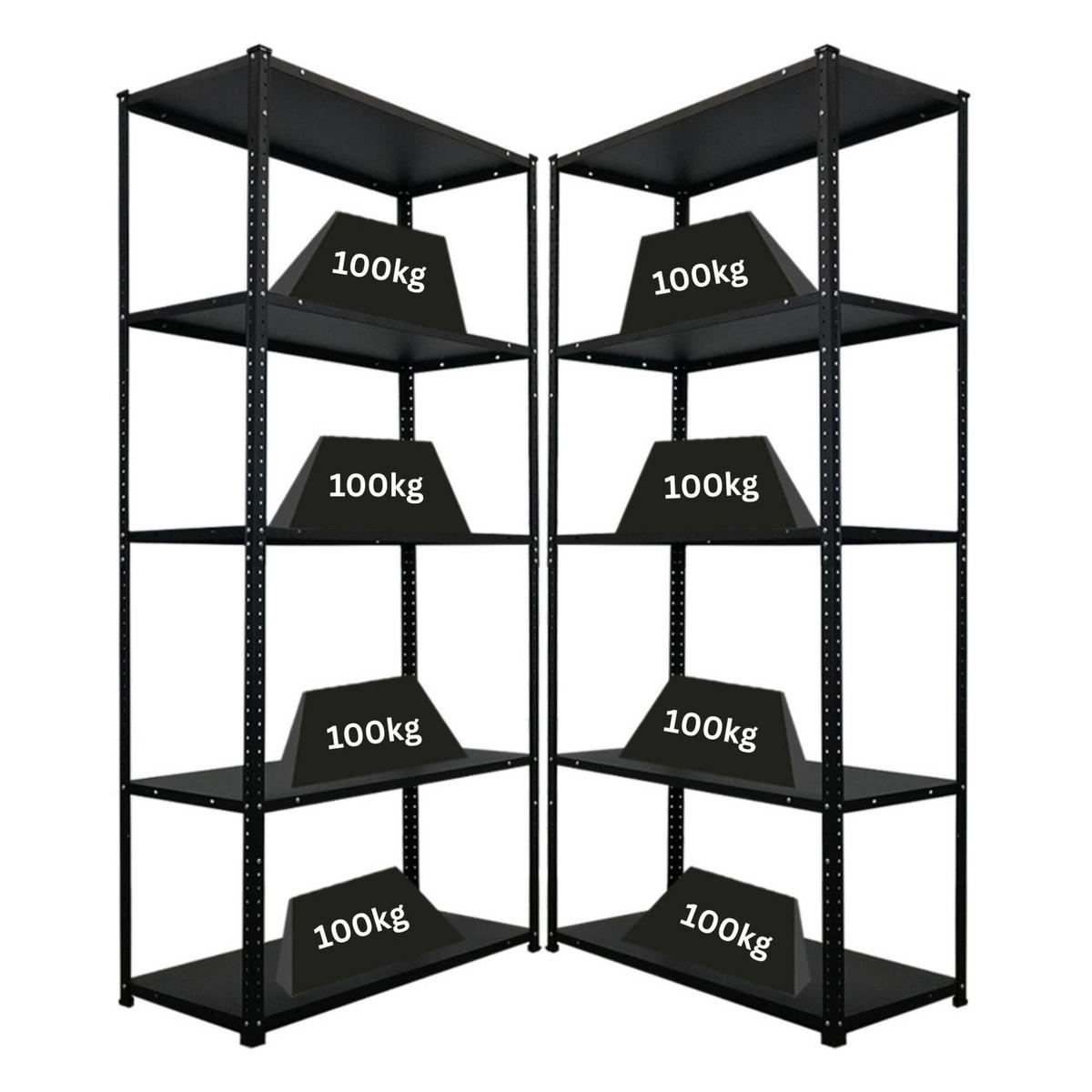 SCHRAUBREGAL Haldor 2er-Set 180x90x40cm Fachlast 100 kg Schwarz - Schwarz, Metall (180/180/40cm) - PROREGAL