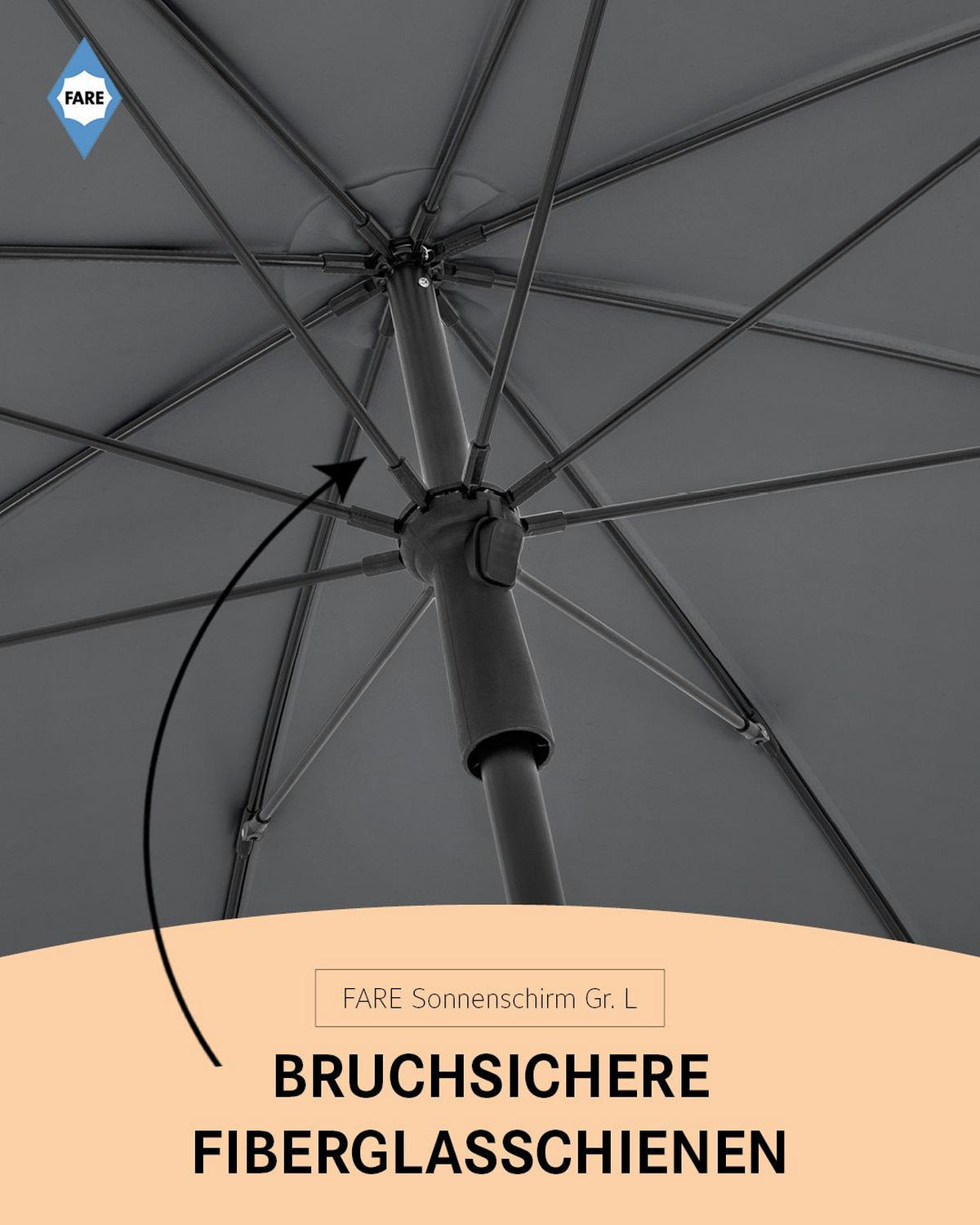 SONNENSCHIRM 200/200/126 cm - Grau, Kunststoff (200/200cm) - FARE
