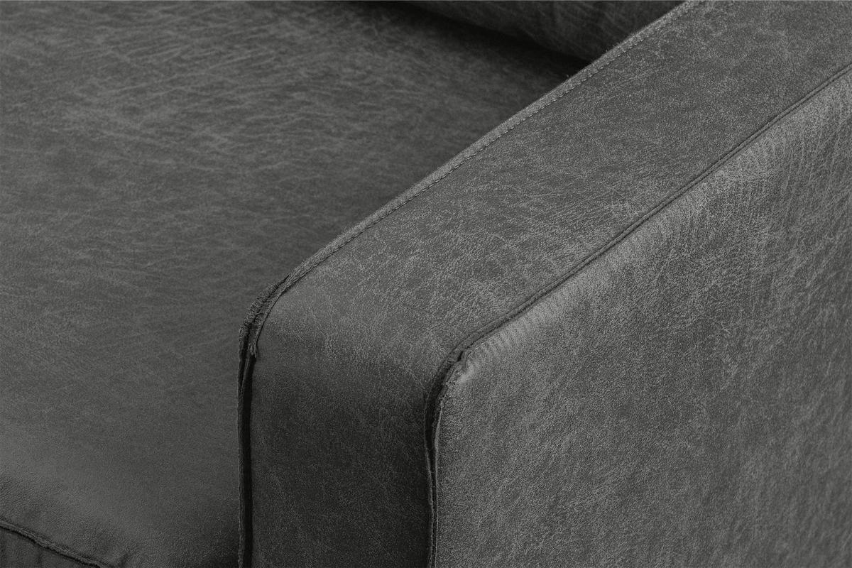 1,5-SITZER-SESSEL INVIA mit Armlehnen vintage, Lederoptik-Stoff, Dunkelgrau - Dunkelgrau/Schwarz, Textil (116/87/98cm) - KONSIMO®