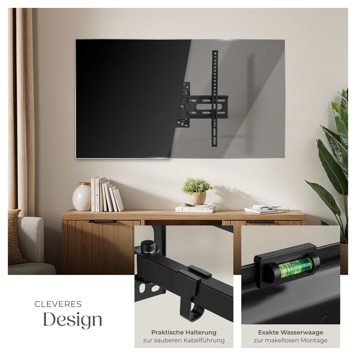 TV-WANDHALTERUNG, bis 50 kg, schwarz - Schwarz, Metall (8.1/43/44.5cm) - tectake