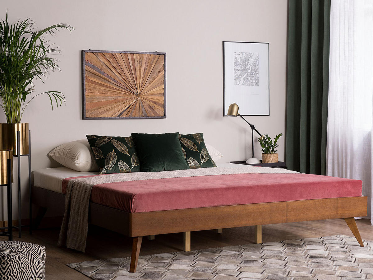 BETT 180/200cm Dunkler Holzfarbton Berric - Dunkelbraun, Holzwerkstoff (180/200cm) - Beliani