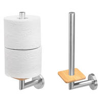 ERSATZROLLENHALTER PIAZZA, Edelstahl und Bambus - Braun, Metall (7.5/28.5/12cm) - bremermann