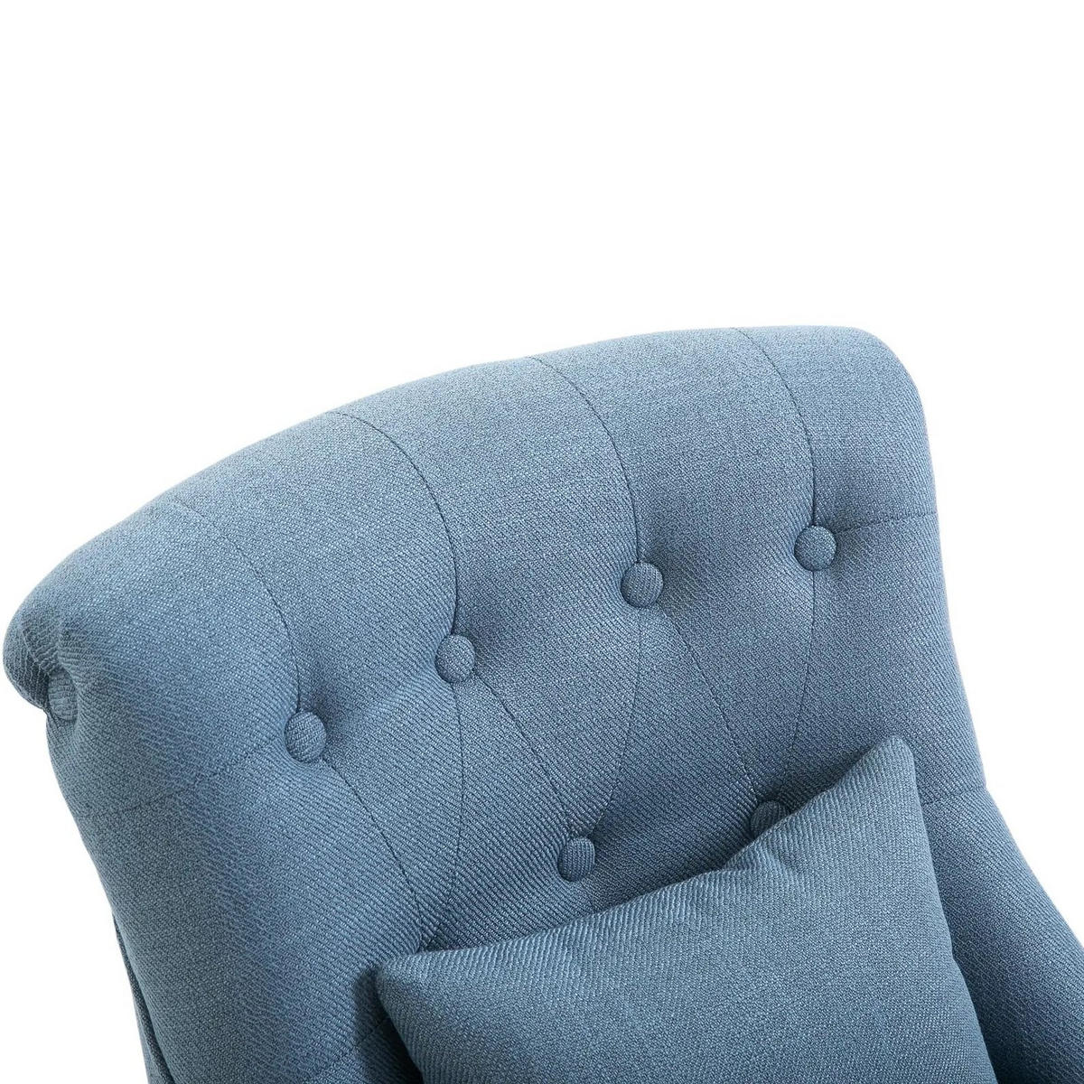 KRESLO z ľanu, 52,5/69/77 cm modré, s odnímateľným pratelným poťahom - modrá, textil (69/77/52.5cm) - BEAOK