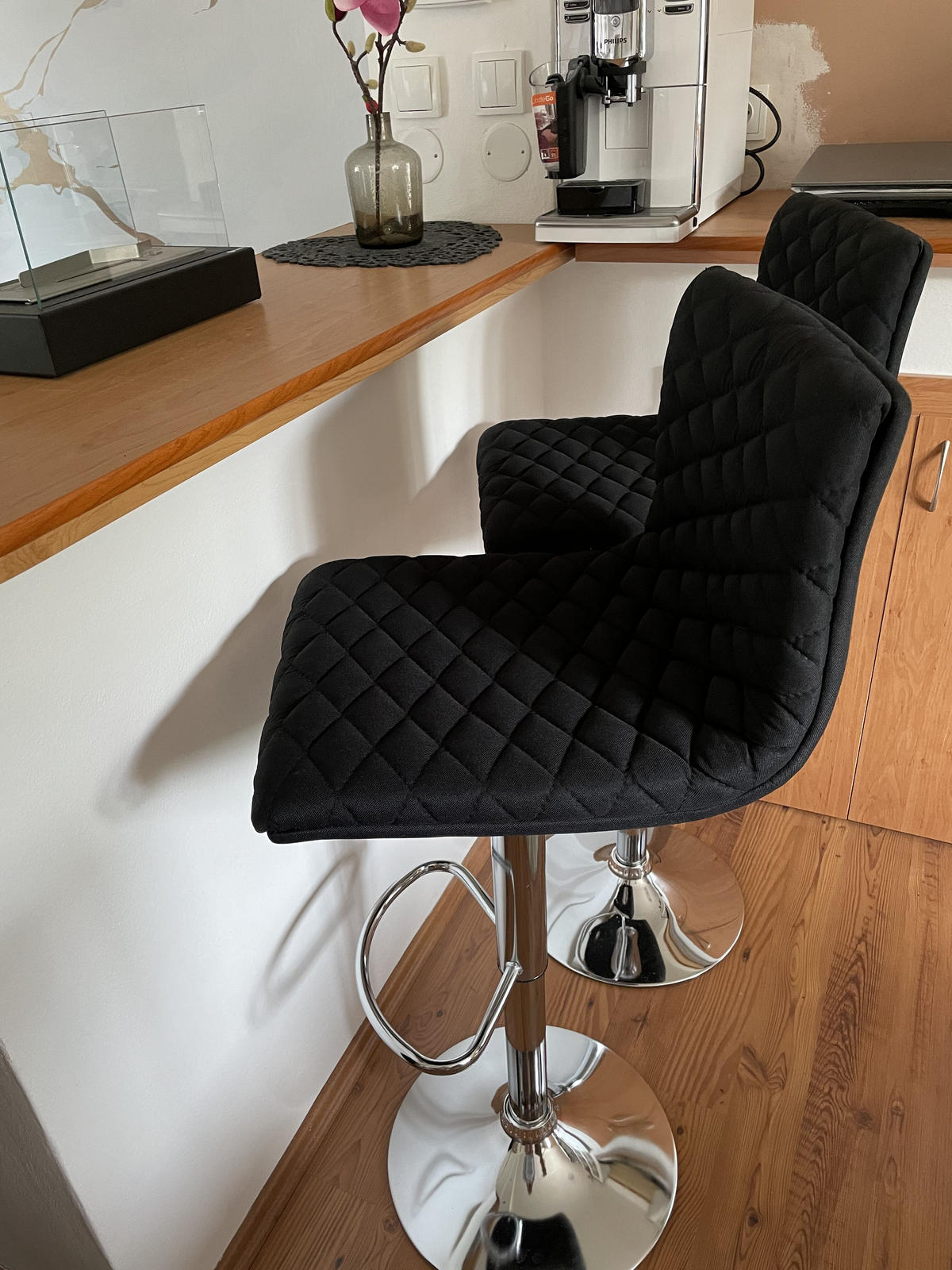 SCAUN DE BAR set de 2 tapițerie negru Orlando - negru, material textil/metal (38/110/38cm) - Beliani