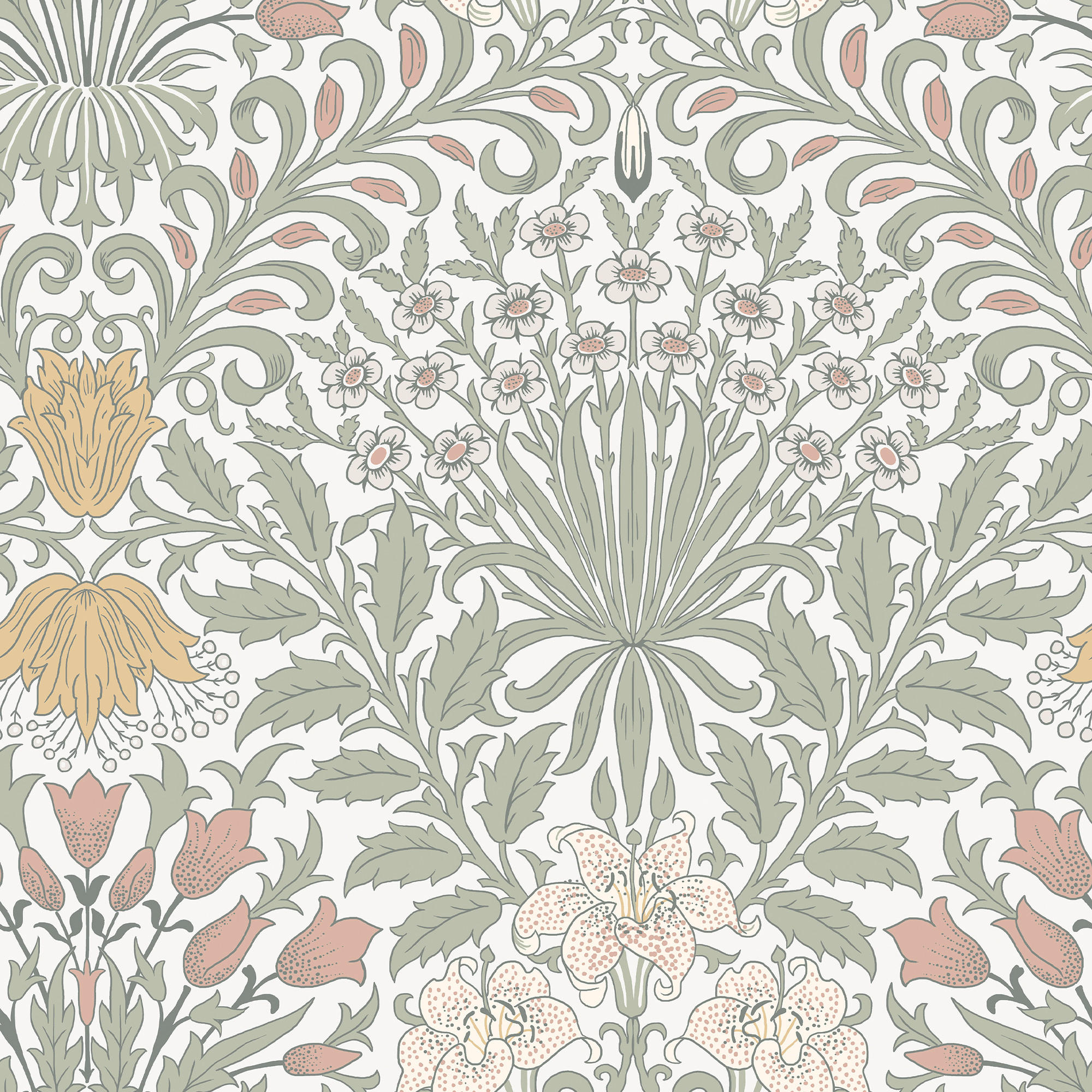 William Morris at Home Vliestapete Salbeigrün 52x1000 cm