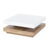 COUCHTISCH - Hochglanz Weiß / Eiche Sonoma Dekor - Weiß Hochglanz/Eichefarben, Holzwerkstoff (75/75/30cm) - home24