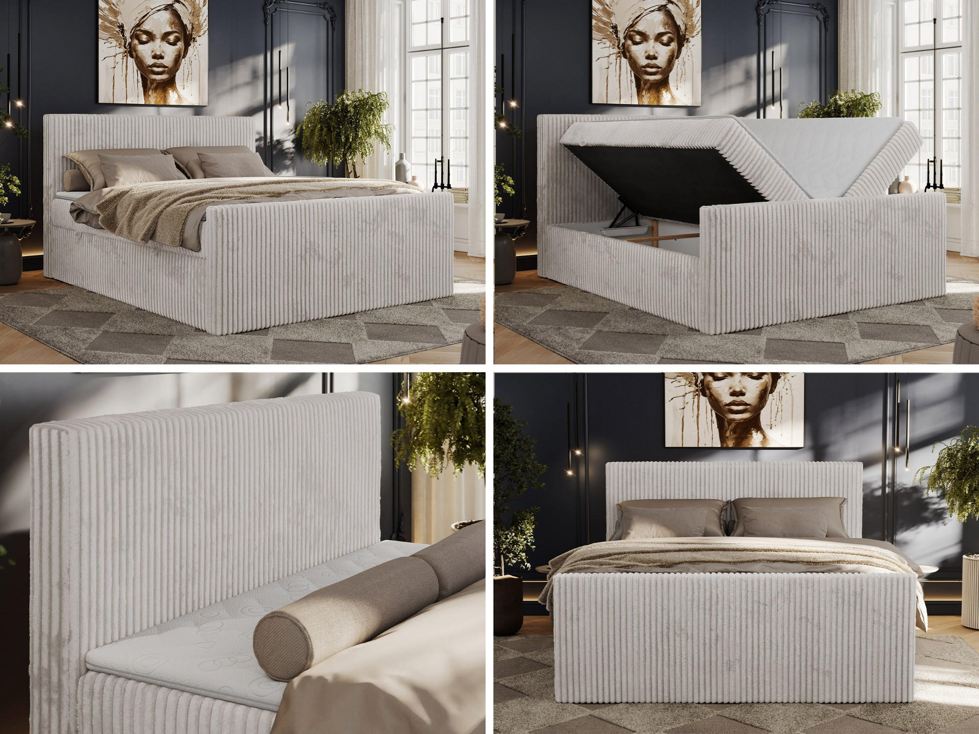Thumbnail - MKS Boxspringbett, Hellgrau, Textil, 2-Sitzer, H4, 7-Zonen, Rechteckig, 160x200 cm, Oeko-Tex®, Schlafzimmer, Betten, Box...