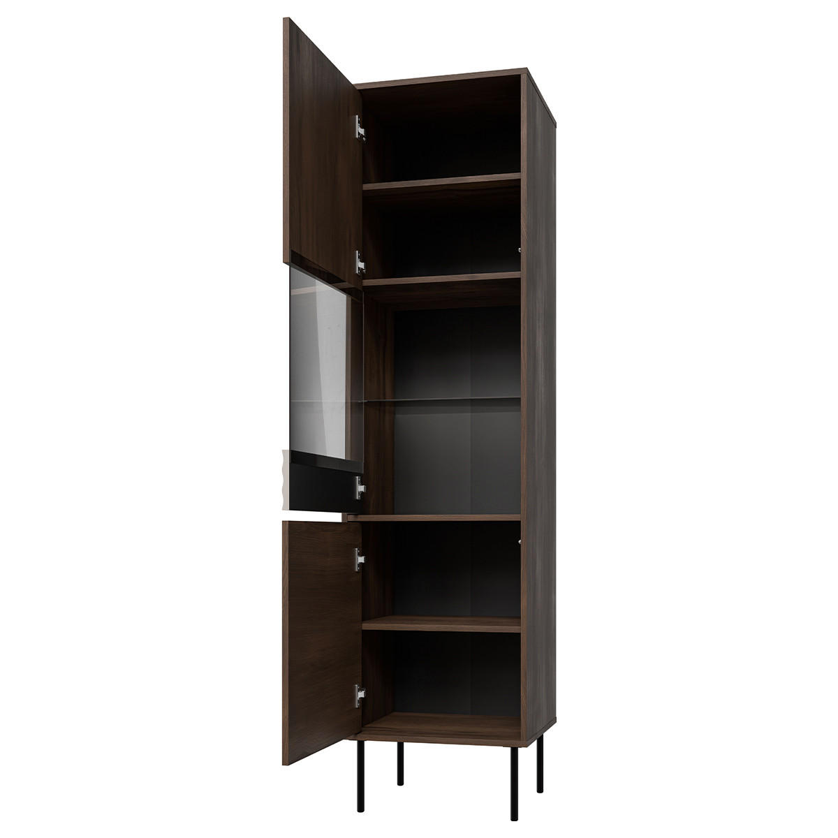 VITRÍNA Astra Tmavé dřevo a kašmír - béžová, kompozitní dřevo (50.9/195/40cm) - Petits-meubles