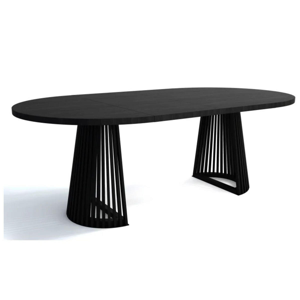 ESSZIMMERTISCH DUSTO, ausziehbarer Tisch Durchmesser:120 cm bis 220 cm, Wohnzimmertisch Farbe: Schwarz, mit Holzbeinen in Farbe Schwarz - Schwarz, Holzwerkstoff (120/120/79cm) - Sepro Meble