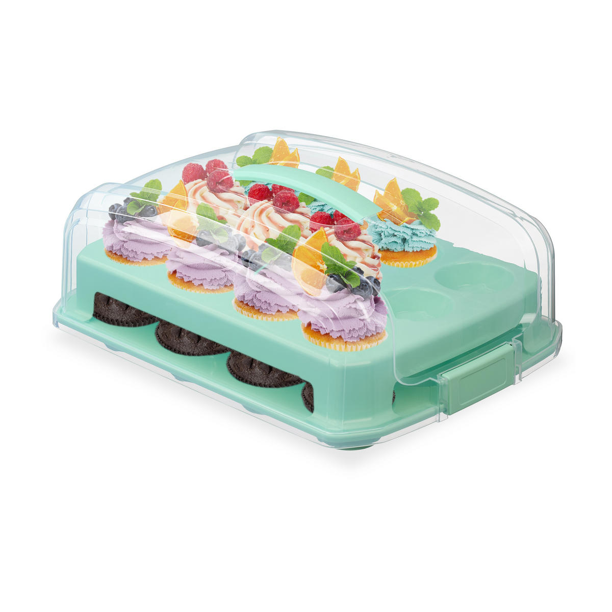 MUFFIN-TRANSPORTBOX - Türkis, Kunststoff (37.5/16/28.5cm) - Relaxdays