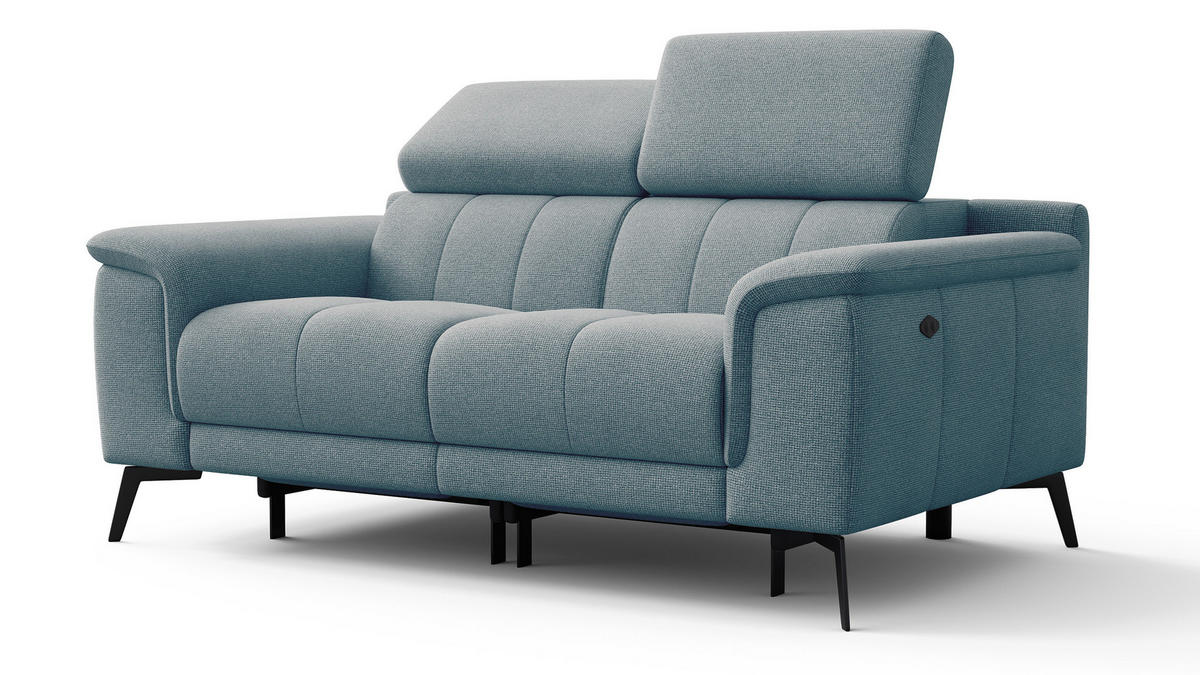 RELAXSOFA FIERO 2-Sitzer mit 2 Relaxfunktionen, mintgrün - Schwarz/Mintgrün, Holzwerkstoff/Textil (170/82/103cm) - Courtois Laville