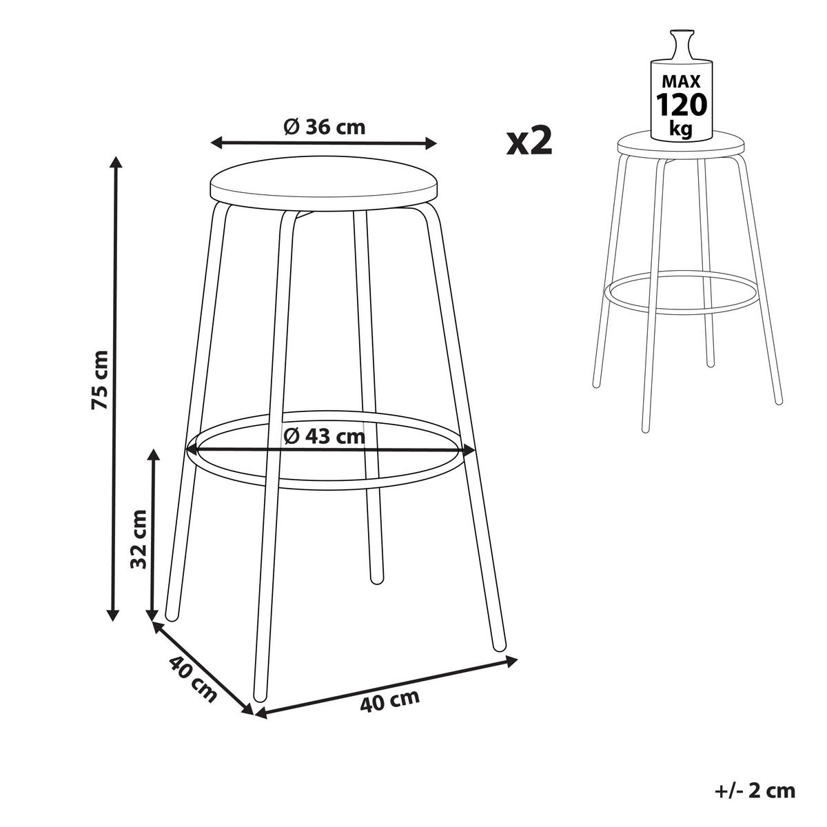 BARHOCKER 2er-Set Smaragdgrün Morton - Schwarz/Grün, Textil (43/75/43cm) - Beliani
