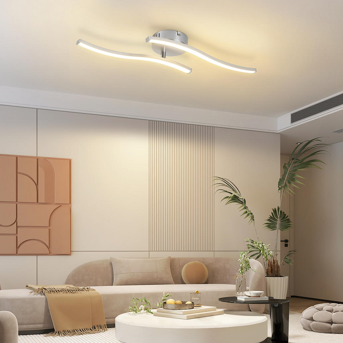 DECKENLEUCHTE Yaralynne 51.5/10/7.3 cm - Silberfarben, Kunststoff (51.5/10/7.3cm) - ZMH