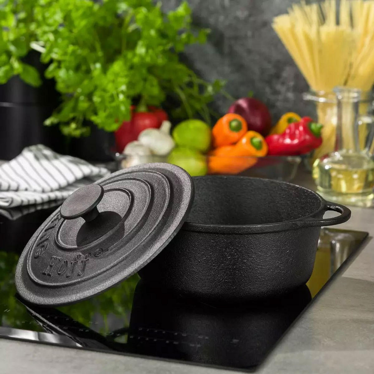 TOPF Schwarz 24/24/11 cm KH2253 - Schwarz, Metall (24cm) - Kinghoff 
