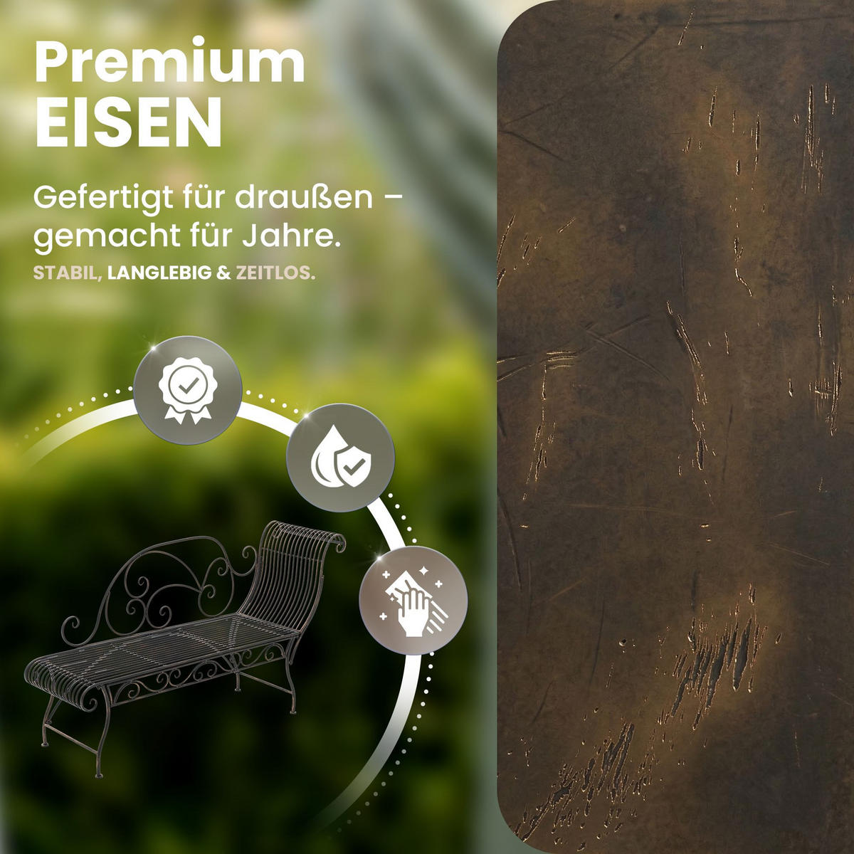 GARTENLIEGE Metall bronze - Bronzefarben, Metall (156/78/46cm) - CLP