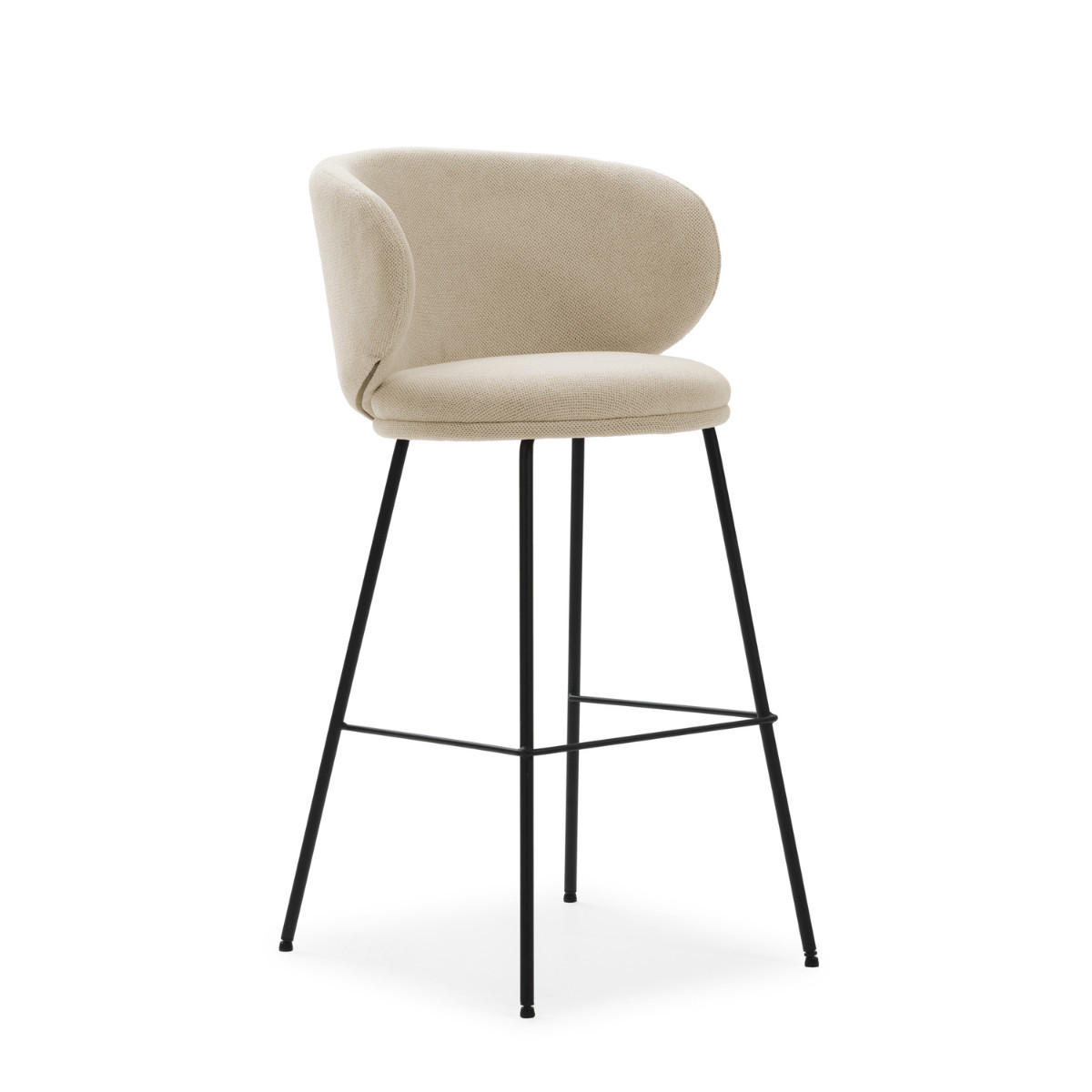 BARHOCKER (Set aus 2) aus Stoff mit schwarzen Metallbeinen - rush 56/53/65 cm - Beige, Textil (53/65/56cm) - Drawer