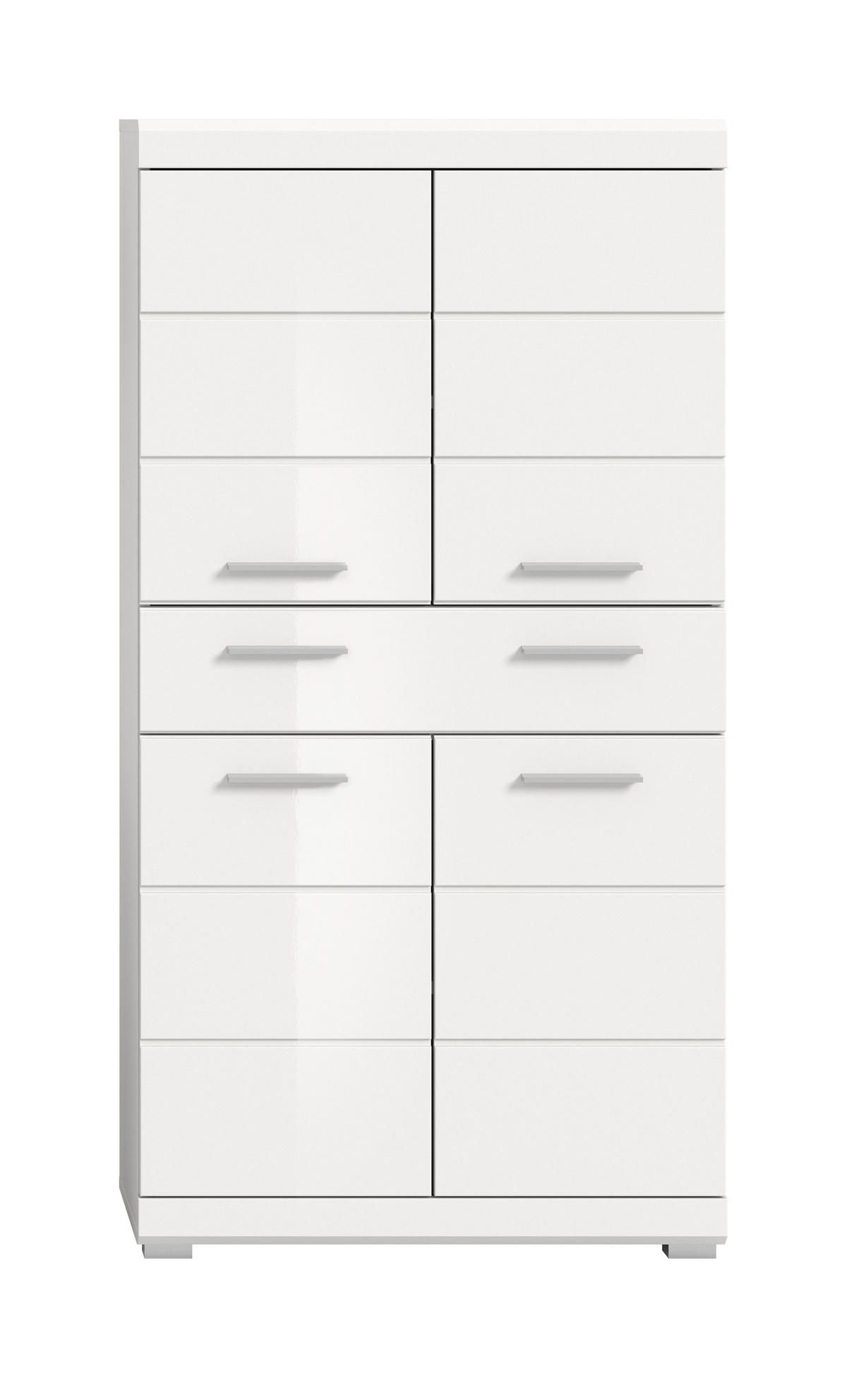 BADMIDISCHRANK Scout Bad in weiß Nachbildung und weiß hochglanz B/H/T: 74x141x31 cm - Weiß, Holz (74/141/31cm)