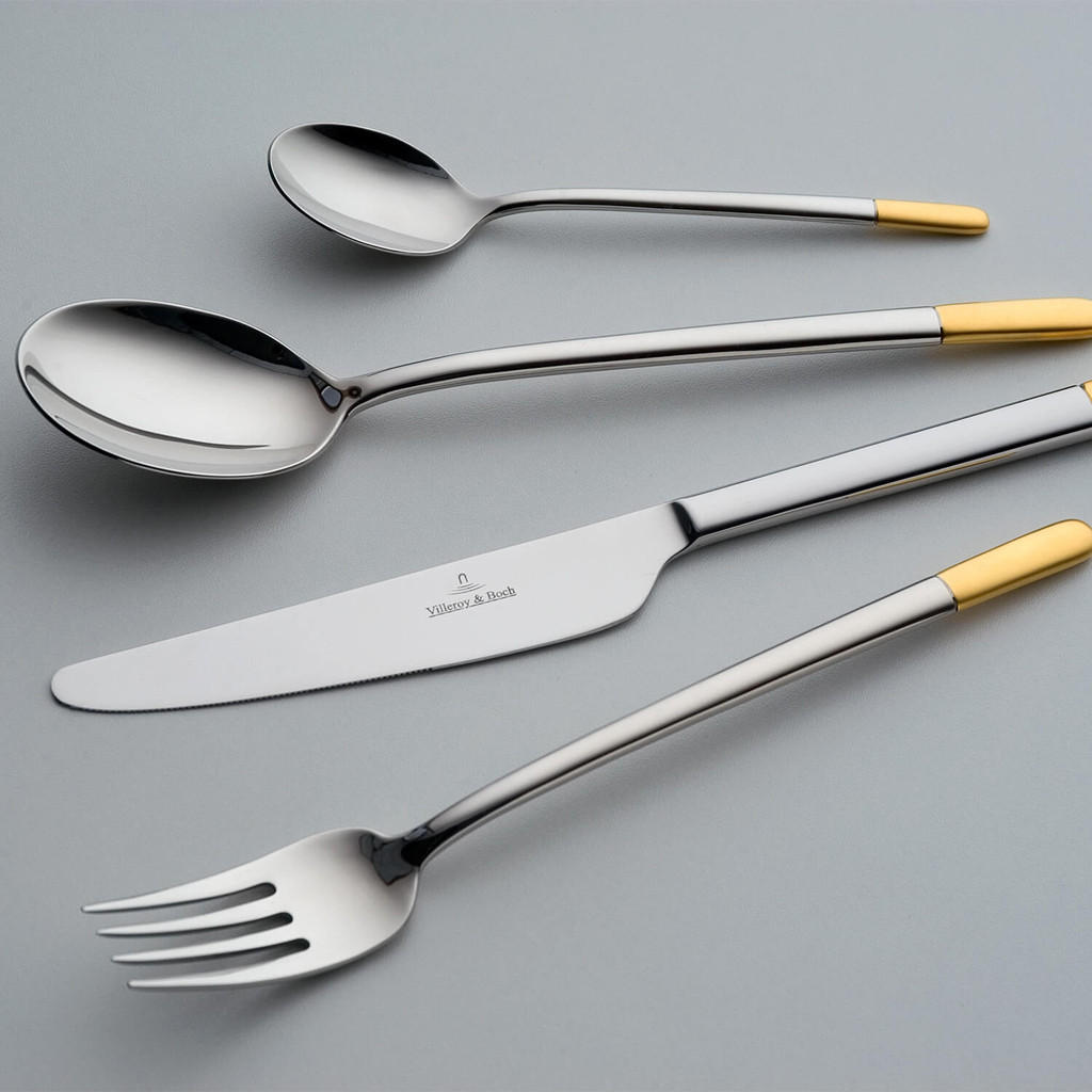 TAFELBESTECK Ella silber-gold 24er Set - Silberfarben/Goldfarben, Metall - Villeroy & Boch