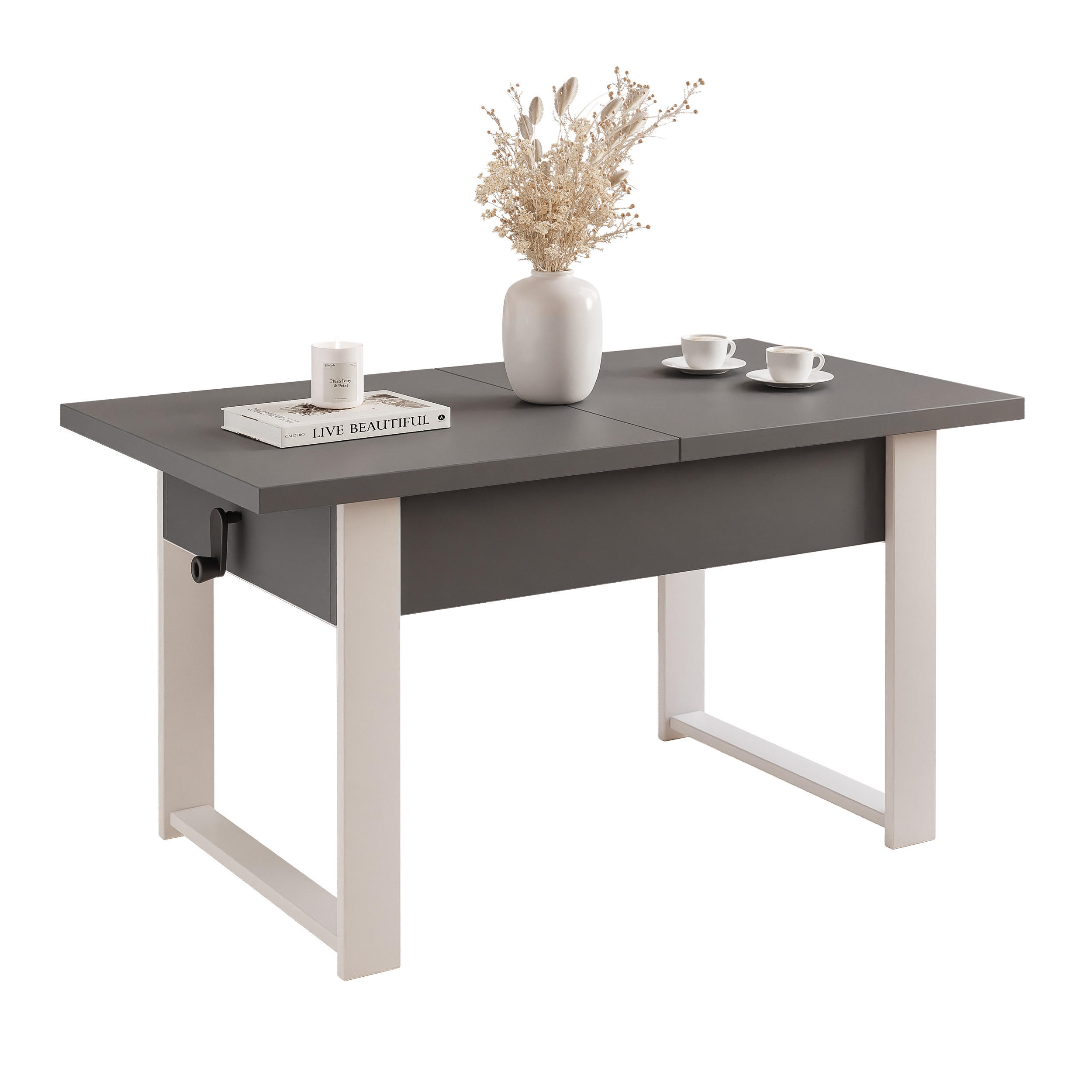 COUCHTISCH TIVOR Multifunktionalität 3-in-1 - Kaschmir/Dunkelgrau, Holzwerkstoff/Metall (67/120/63.5cm) - Idohome