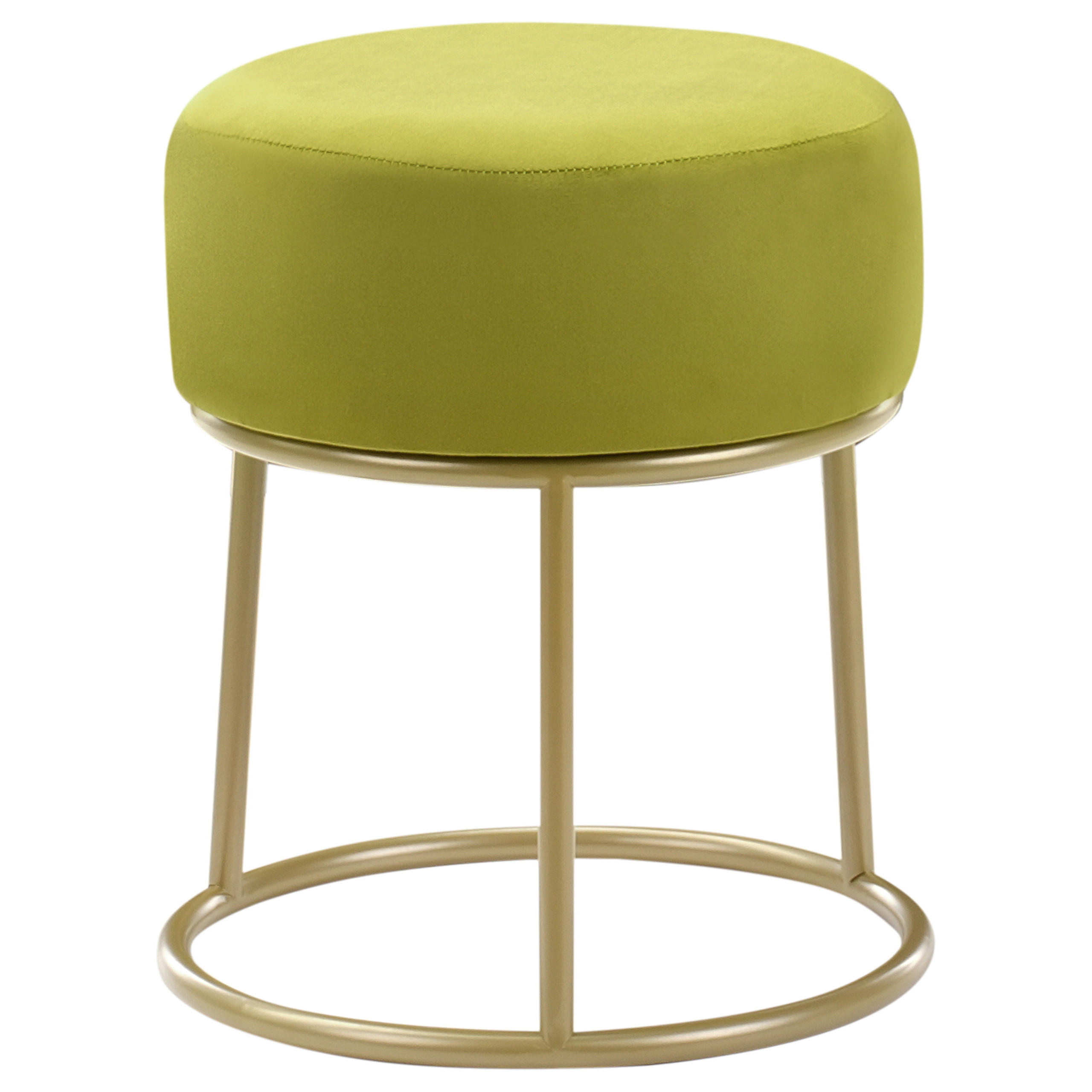 HOCKER Limettengrün Delco - Limette/Goldfarben, Textil (35/40/35cm) - Beliani