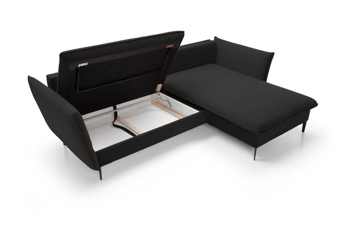ECKSOFA GLOSS mit Schlaffunktion, Ottomane & goldenen Füßen – Samtsofa im GLOSSour-Stil mit Zierkissen, 258x167x91 cm, Rechte, BEIGE - Cappuccino, Holz/Textil (258/167cm) - DomoHome