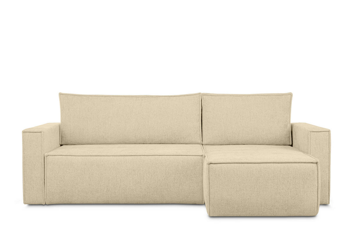 UNIVERSAL-ECKSOFA NAPI II mit Schlaffunktion, dunkelcreme - Creme, Textil (246/148cm) - KONSIMO®