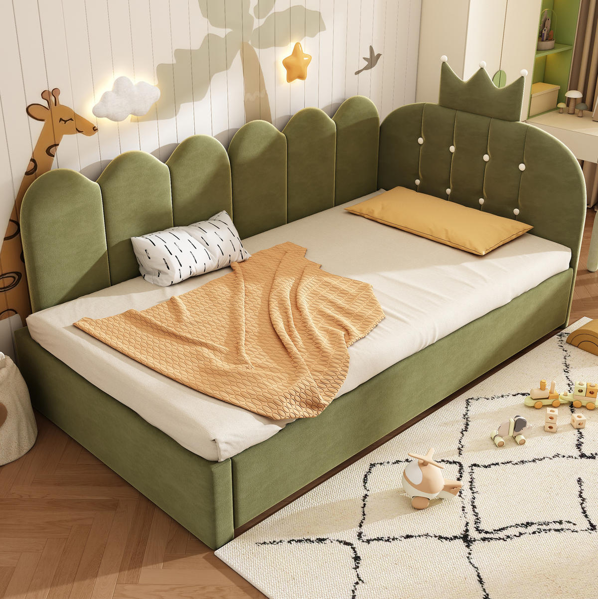 TAGESBETT 90/200 cm Grün aus Samt mit Ausziehbett - Grün, Textil (90/200cm) - OKMYHOME