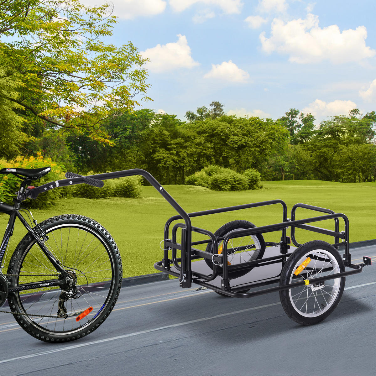 FAHRRADANHÄNGER, Stahl, Schwarz, 155 x 71,5 x 77 cm - Schwarz, Metall (71.5/77/155cm) - HOMCOM
