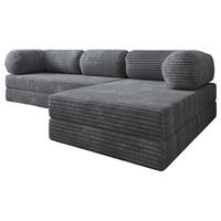 ECKSOFA ETERA modulares Boneless Sofa mit Schlaffunktion Grau Cordstoff - Dunkelgrau, Textil (270/160cm) - MASSENO