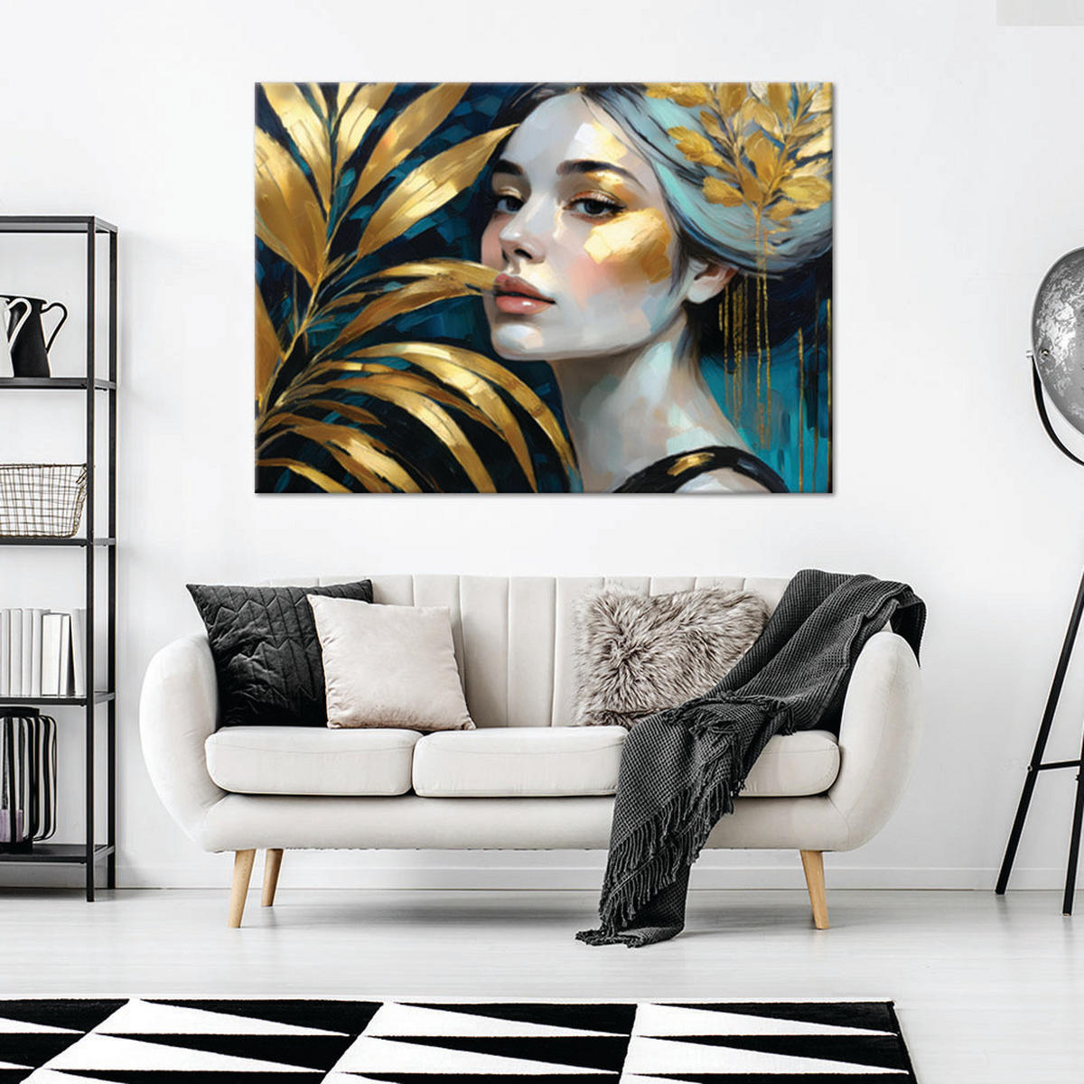 WANDBILD weiblicher glamour botanik - Goldfarben, Textil (60/40cm) - Feeby