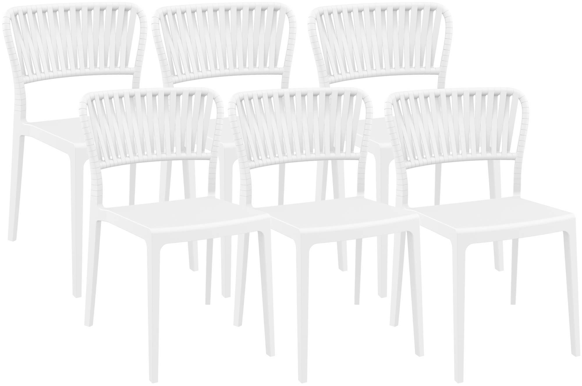 GARTENSTUHL 6er Set Kunststoff Weiß - Weiß, Kunststoff (45/84/55cm) - CLP