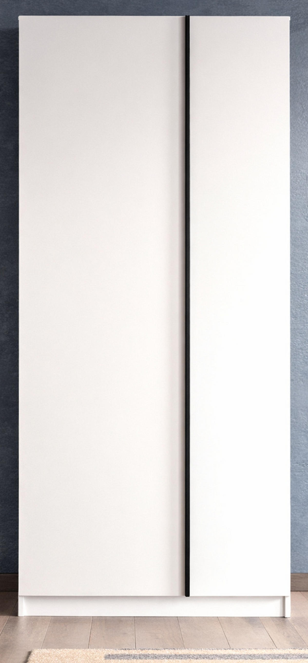 KLEIDERSCHRANK weiß 2-türig 80 x 183 cm, Drehtürenschrank inklusive Einlegeböden - Schwarz/Weiß, Holzwerkstoff/Kunststoff (80/183/53cm) - Inn.Furn