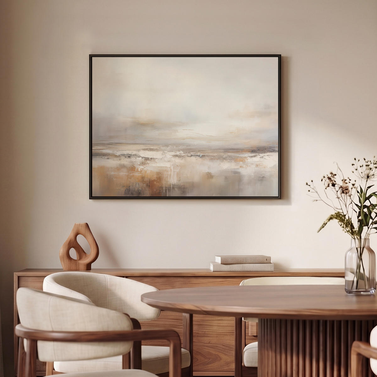 LEINWAND Bilder mit Rahmen - Kunst - Industriell - Grau - Braun - Abstrakt - 80x60 - Sandfarben, Textil (80/60cm) - MuchoWow