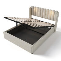 POLSTERBETT aus Leinen 160 x 200 cm in Beige mit Leselicht, USB & Matratze - Beige, Textil (160/200cm) - Modfu