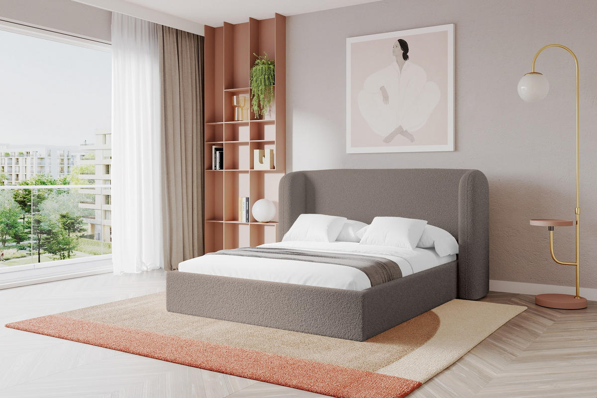 POLSTERBETT mit Bettkasten und Lattenrost, Boxbett ohne Matratze - ESTI 160x200 Braun - Braun, Holzwerkstoff/Textil (160/200cm) - ALTDECOR
