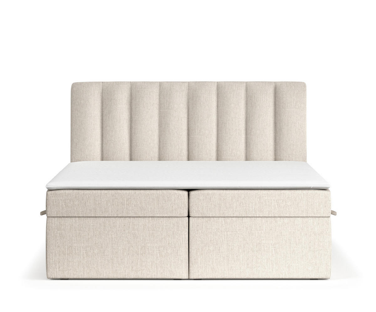 BOXBETT Novento Beige 160/200 cm mit Matratze und Topper - Beige/Schwarz, Holz/Holzwerkstoff (160/200cm) - Maison de Reve