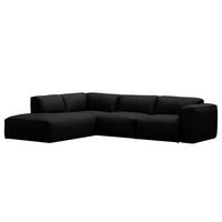 3-SITZER ECKSOFA mit Recamiere - Schwarz, Leder/Kunststoff (295/231cm) - home24