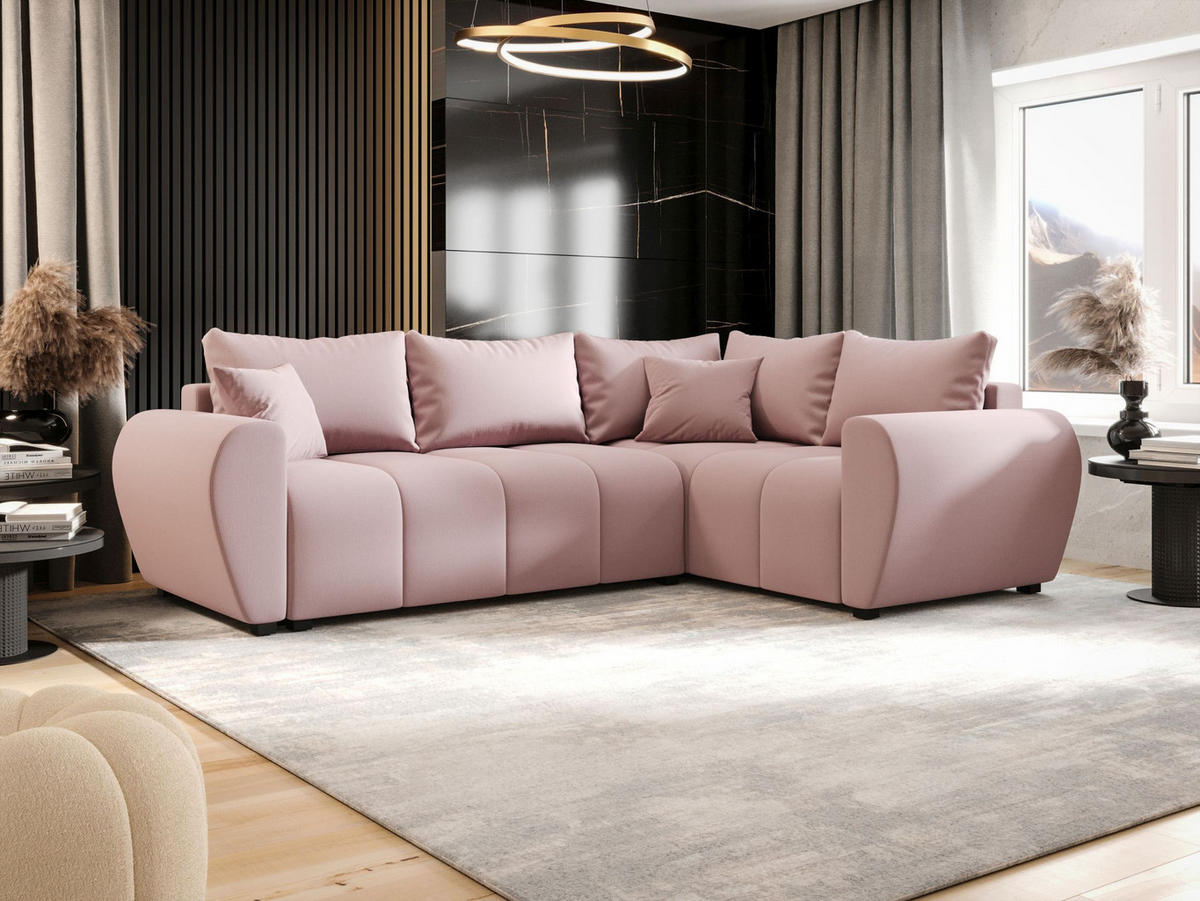 ECKSOFA MOLISA L PLUS Cosmic 14 Rechts mit Schlaffunktion - Rosa, Textil (235/175cm) - Bedante