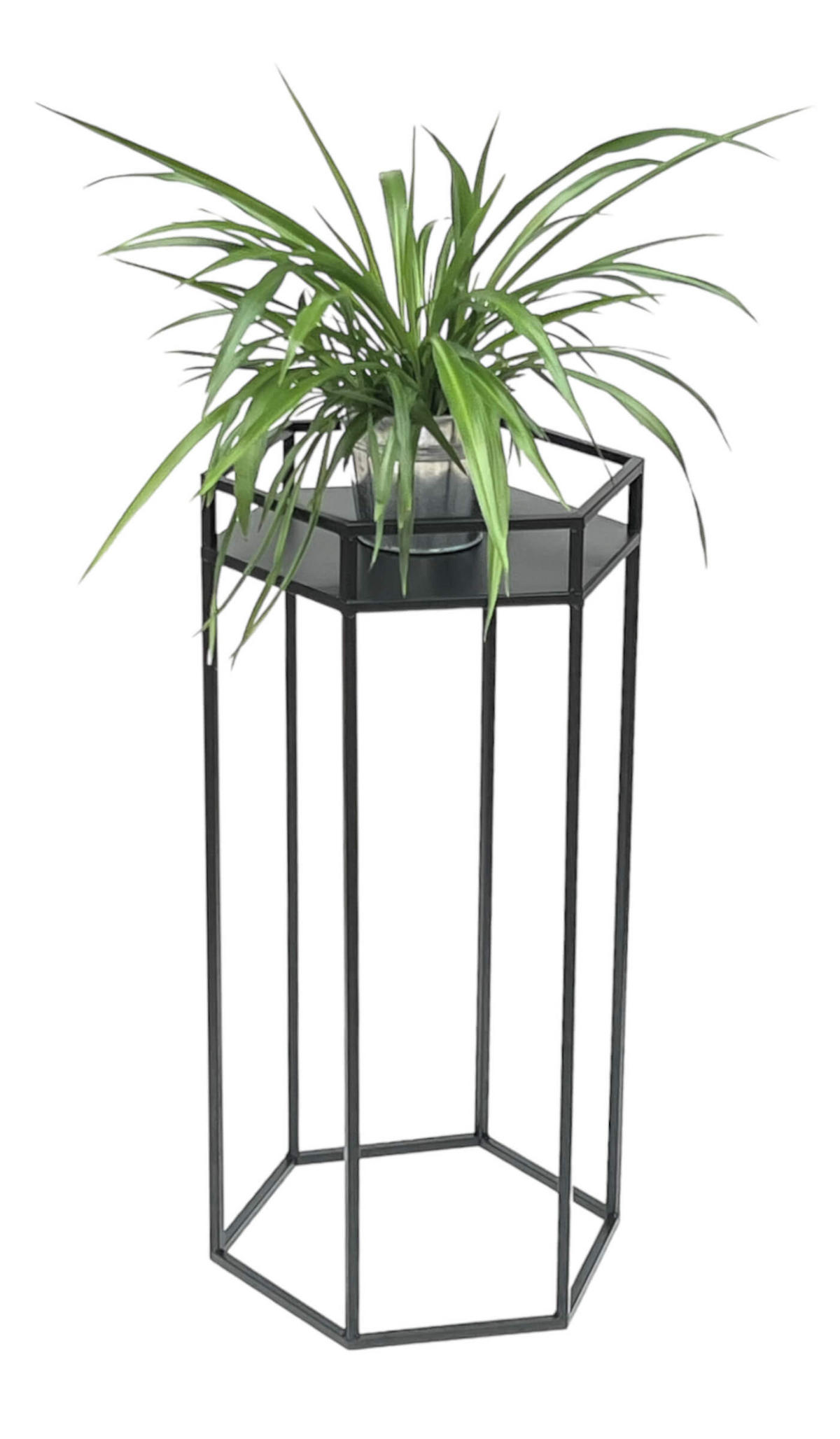 BLUMENHOCKER Metall Schwarz 6eck 70 cm - Schwarz, Metall (35/70/30cm) - DanDiBo