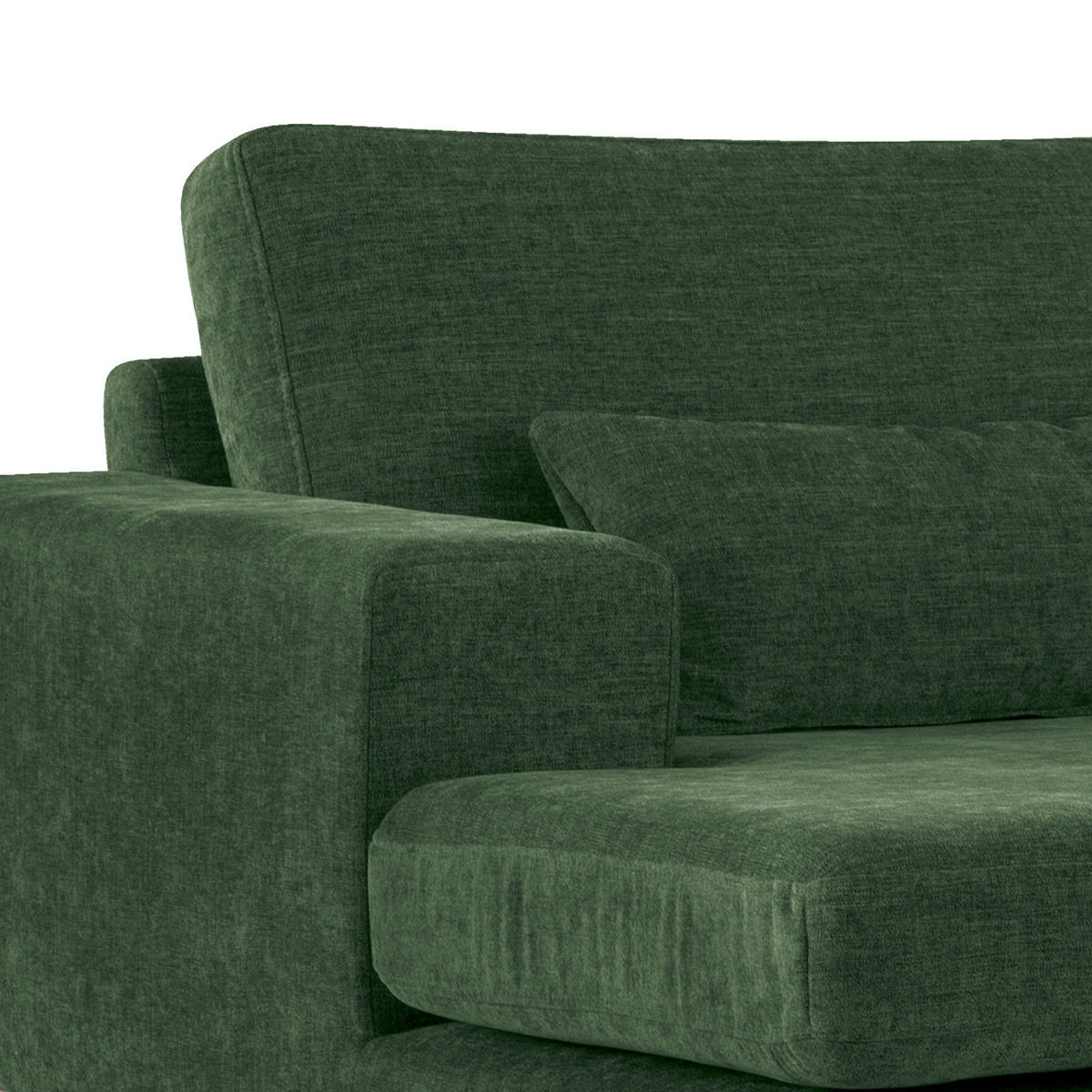 ECKSOFA mit Longchair - Dunkelgrün/Eichefarben, Eichenholz/Textil (281/153cm) - home24