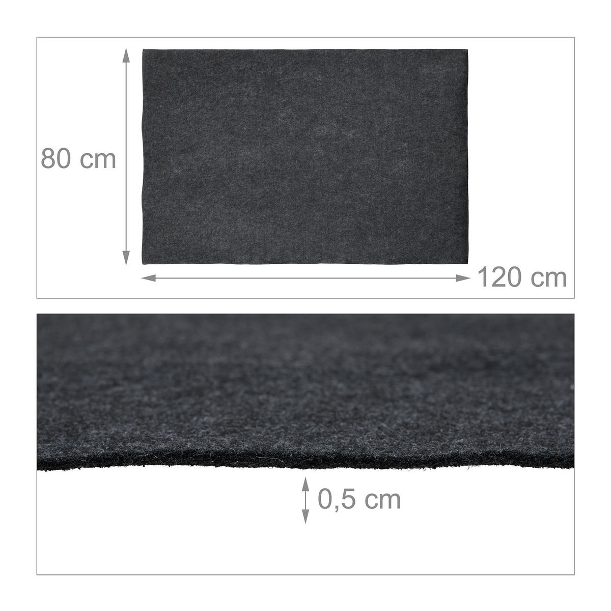 BODENSCHUTZMATTE - Anthrazit, Kunststoff/Textil (120/0.5/80cm) - Relaxdays