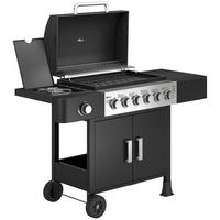 GASGRILL Stahl Edelstahl Schwarz - Schwarz, Metall (51/101/135cm) - Outsunny