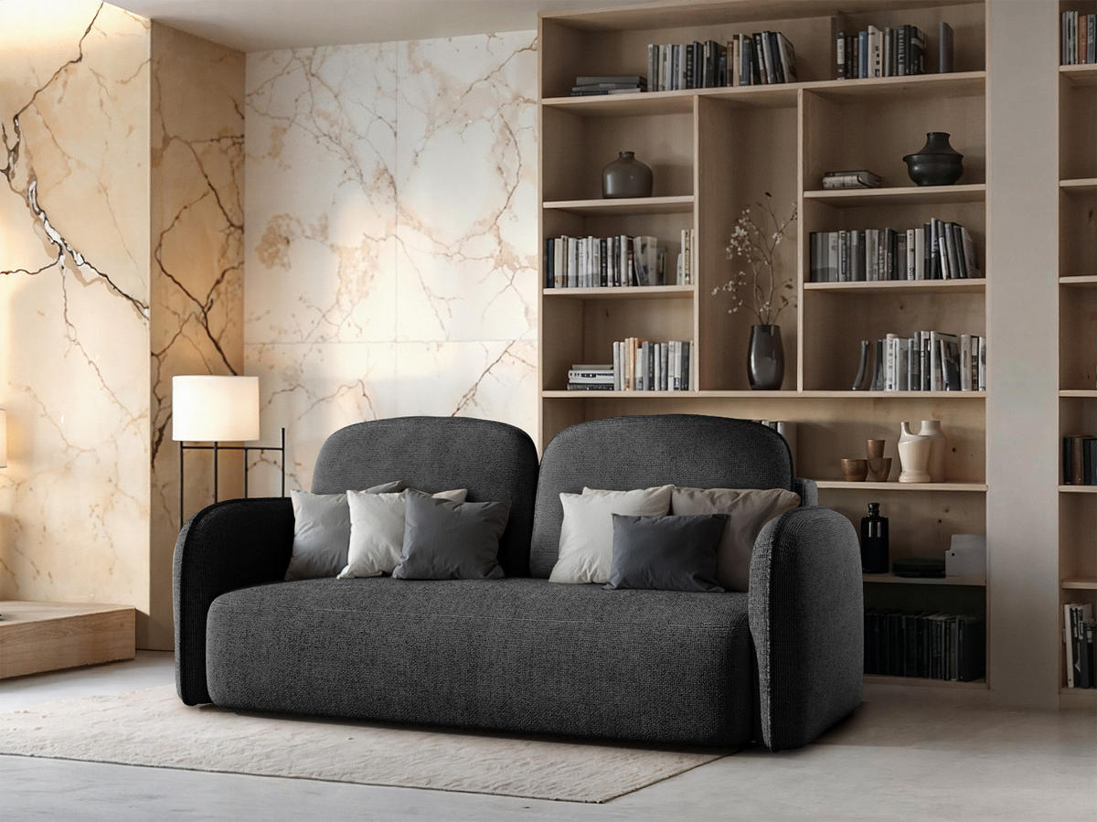 SCHLAFSOFA Freude – Anthrazit, mit Schlaffunktion und Bettkasten - Anthrazit, Textil (219/95/108cm)