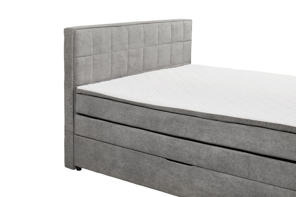 BOXSPRINGBETT 180x200 mit Bettkasten, Komfort-Topper & 7-Zonen-Tonnentaschen-Federkernmatratze - Anthrazit/Schwarz, Holz/Kunststoff (180/200cm) - ed exciting design