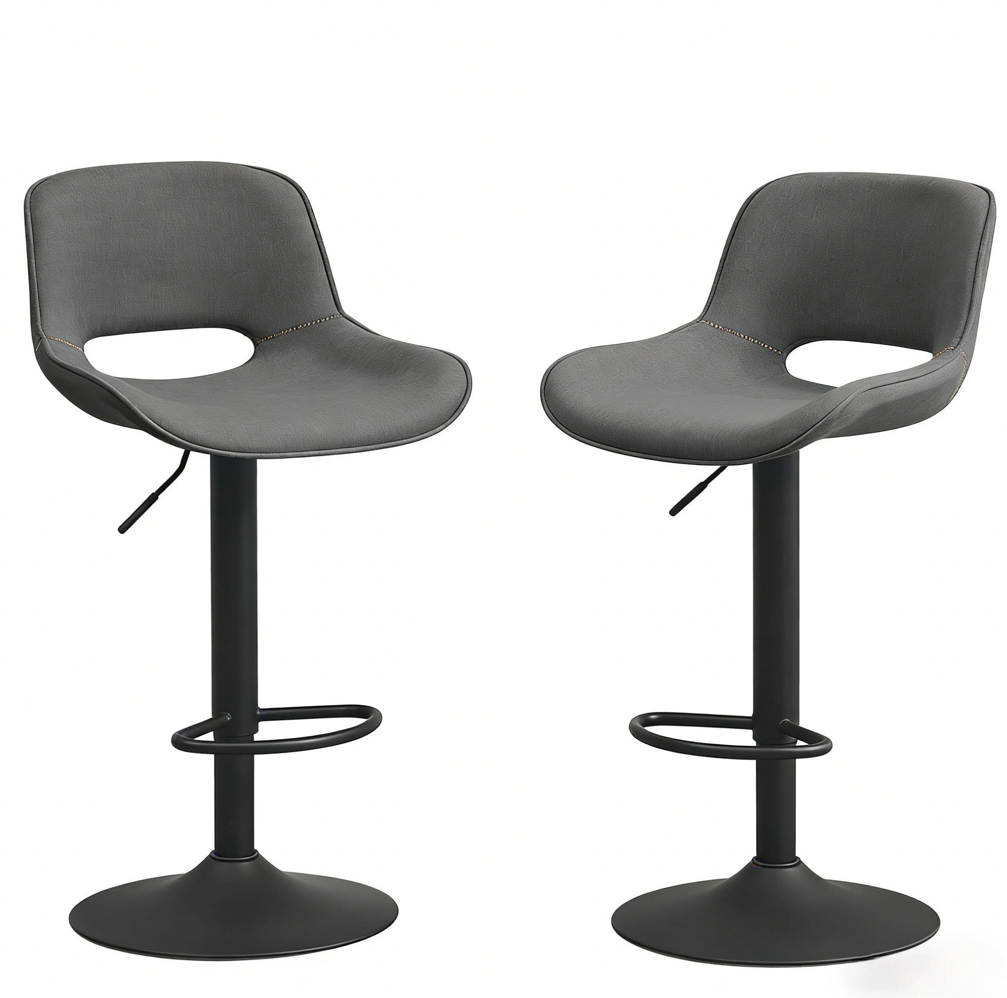 BARHOCKER 2er-Set drehbar mit Lehne Grau Leinen Metall - Grau, Metall (49/106/49cm) - Meubliv