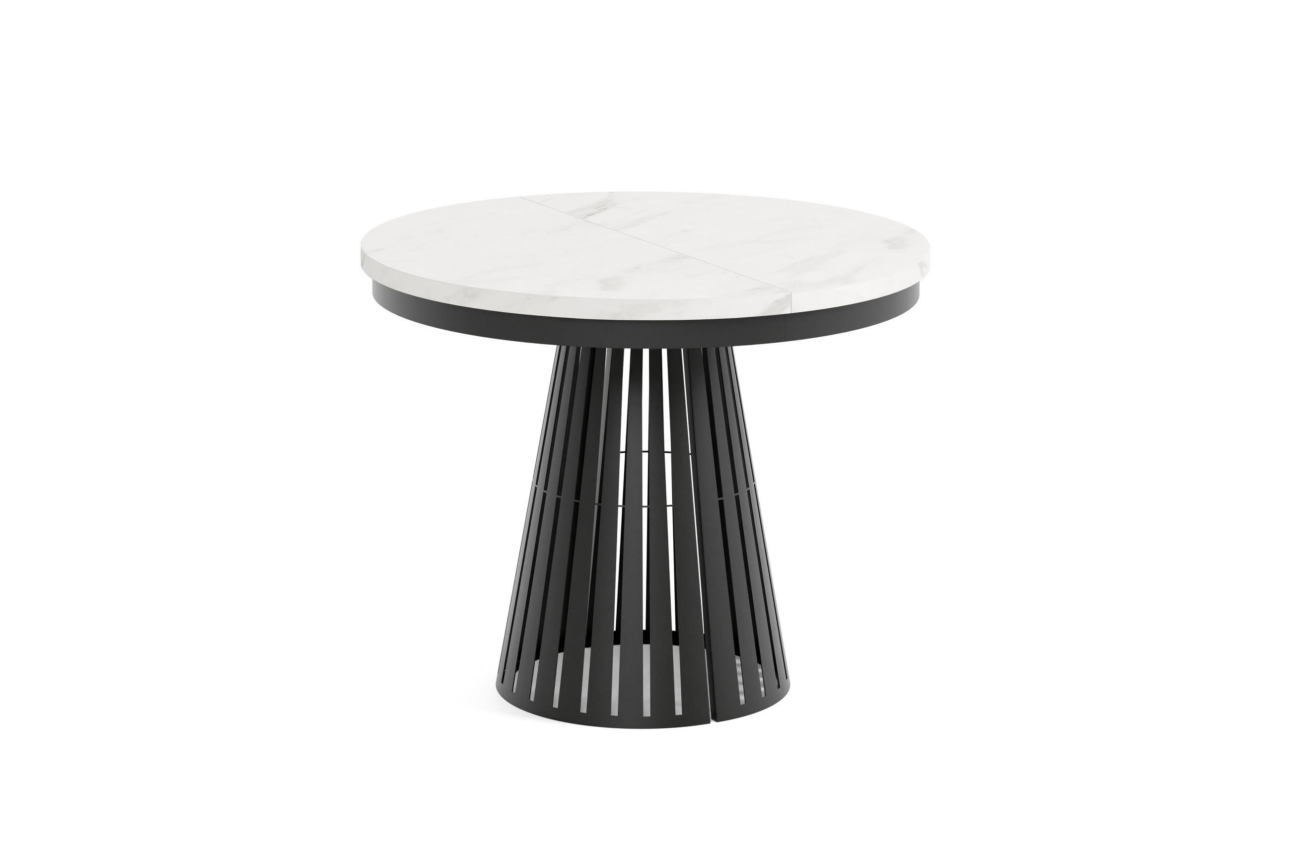 ESSTISCH Cone Bis - Weiß Hochglanz/Schwarz, Holzwerkstoff/Metall (100/100/76cm) - Meblini